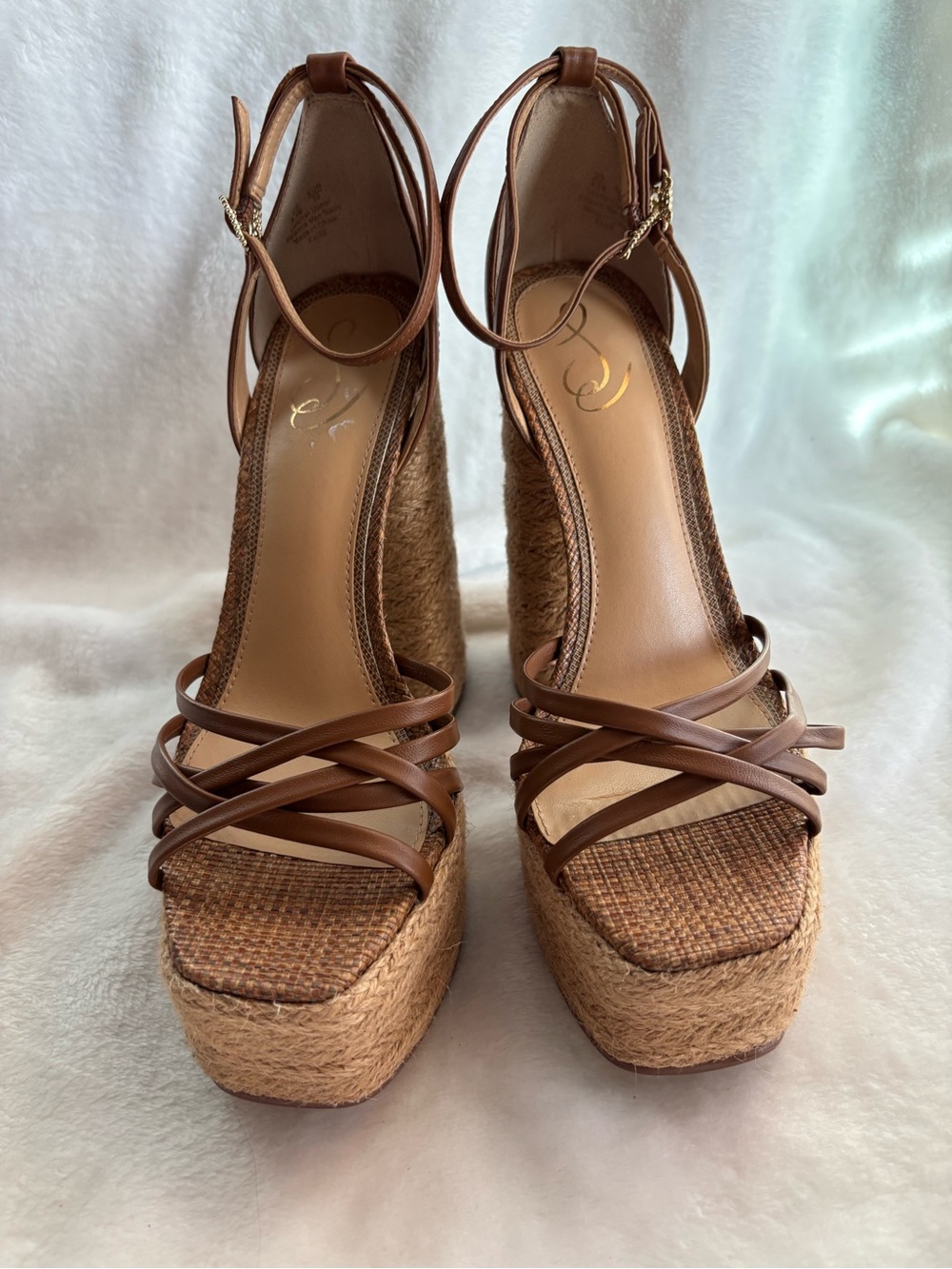 Sam Edelman Kade Cognac Leather Platform Sandals 5.5" Heel Size 8.5M - Picture 2 of 13